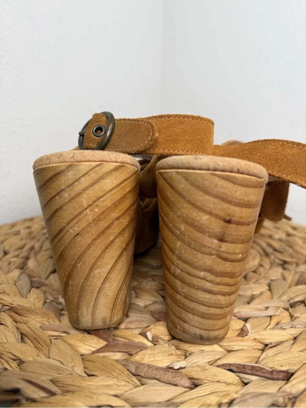 Free People Clogs Park Circle Suede Clog camel tan wooden heel lagenlook